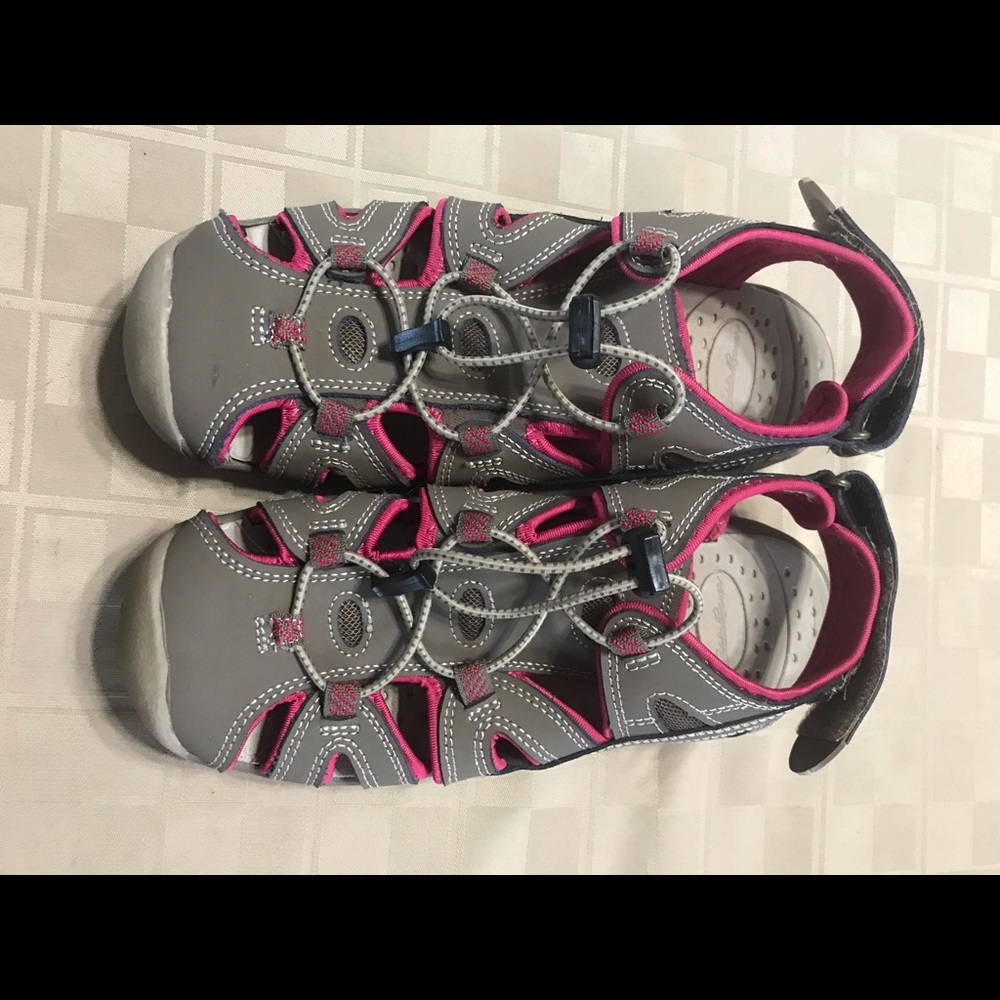 Sandals Brown/Pink Leather, Adjustable Straps Mary